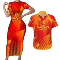 Personalized Spain Football 2024 Couples Matching Short Sleeve Bodycon Dress and Hawaiian Shirt Trophy Wing Style - Wonder Print Shop