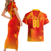 Personalized Spain Football 2024 Couples Matching Short Sleeve Bodycon Dress and Hawaiian Shirt Trophy Wing Style - Wonder Print Shop