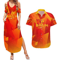 Personalized Spain Football 2024 Couples Matching Summer Maxi Dress and Hawaiian Shirt Trophy Wing Style - Wonder Print Shop