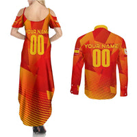 Personalized Spain Football 2024 Couples Matching Summer Maxi Dress and Long Sleeve Button Shirt Trophy Wing Style - Wonder Print Shop