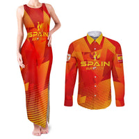Personalized Spain Football 2024 Couples Matching Tank Maxi Dress and Long Sleeve Button Shirt Trophy Wing Style - Wonder Print Shop