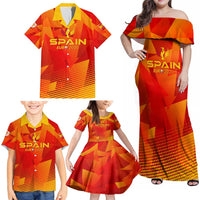 Personalized Spain Football 2024 Family Matching Off Shoulder Maxi Dress and Hawaiian Shirt Trophy Wing Style - Wonder Print Shop