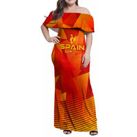 Personalized Spain Football 2024 Family Matching Off Shoulder Maxi Dress and Hawaiian Shirt Trophy Wing Style - Wonder Print Shop