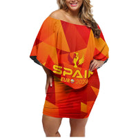 Personalized Spain Football 2024 Family Matching Off Shoulder Short Dress and Hawaiian Shirt Trophy Wing Style - Wonder Print Shop