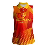 Personalized Spain Football 2024 Women Sleeveless Polo Shirt Trophy Wing Style - Wonder Print Shop