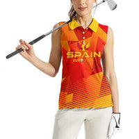 Personalized Spain Football 2024 Women Sleeveless Polo Shirt Trophy Wing Style - Wonder Print Shop