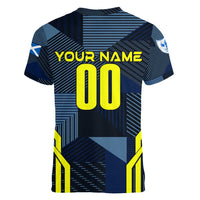 Personalized Scotland Football 2024 Women V-Neck T-Shirt Trophy Wing Style - Wonder Print Shop