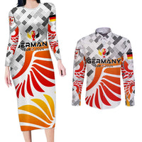 Personalized Germany Football 2024 Couples Matching Long Sleeve Bodycon Dress and Long Sleeve Button Shirt Trophy Wing Style - Wonder Print Shop