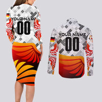 Personalized Germany Football 2024 Couples Matching Long Sleeve Bodycon Dress and Long Sleeve Button Shirt Trophy Wing Style - Wonder Print Shop