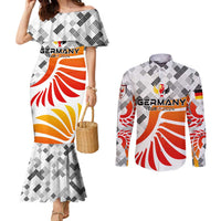Personalized Germany Football 2024 Couples Matching Mermaid Dress and Long Sleeve Button Shirt Trophy Wing Style