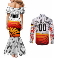 Personalized Germany Football 2024 Couples Matching Mermaid Dress and Long Sleeve Button Shirt Trophy Wing Style