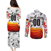 Personalized Germany Football 2024 Couples Matching Puletasi and Long Sleeve Button Shirt Trophy Wing Style - Wonder Print Shop
