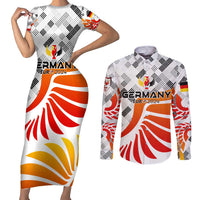 Personalized Germany Football 2024 Couples Matching Short Sleeve Bodycon Dress and Long Sleeve Button Shirt Trophy Wing Style - Wonder Print Shop