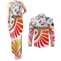 Personalized Germany Football 2024 Couples Matching Tank Maxi Dress and Long Sleeve Button Shirt Trophy Wing Style - Wonder Print Shop