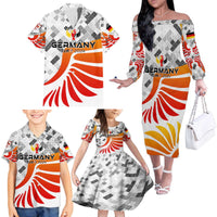 Personalized Germany Football 2024 Family Matching Off The Shoulder Long Sleeve Dress and Hawaiian Shirt Trophy Wing Style - Wonder Print Shop