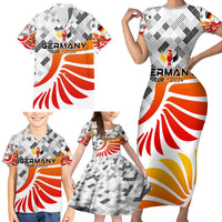 Personalized Germany Football 2024 Family Matching Short Sleeve Bodycon Dress and Hawaiian Shirt Trophy Wing Style - Wonder Print Shop
