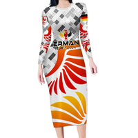 Personalized Germany Football 2024 Long Sleeve Bodycon Dress Trophy Wing Style - Wonder Print Shop