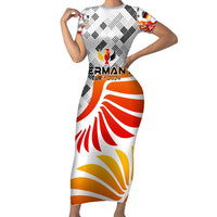 Personalized Germany Football 2024 Short Sleeve Bodycon Dress Trophy Wing Style - Wonder Print Shop