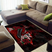 Personalised Native American Chief Skull Area Rug Rose Skull - Wonder Print Shop