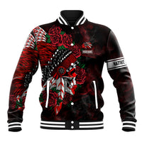 Personalised Native American Chief Skull Baseball Jacket Rose Skull - Wonder Print Shop