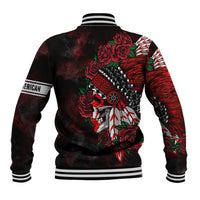 Personalised Native American Chief Skull Baseball Jacket Rose Skull - Wonder Print Shop
