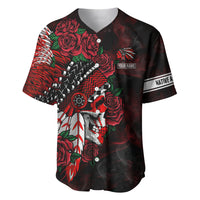 Personalised Native American Chief Skull Baseball Jersey Rose Skull - Wonder Print Shop