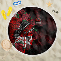 Personalised Native American Chief Skull Beach Blanket Rose Skull - Wonder Print Shop