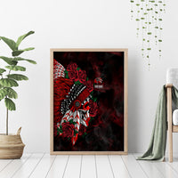 Personalised Native American Chief Skull Canvas Wall Art Rose Skull - Wonder Print Shop