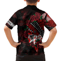 Personalised Native American Chief Skull Family Matching Long Sleeve Bodycon Dress and Hawaiian Shirt Rose Skull - Wonder Print Shop