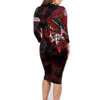 Personalised Native American Chief Skull Family Matching Long Sleeve Bodycon Dress and Hawaiian Shirt Rose Skull - Wonder Print Shop