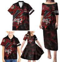 Personalised Native American Chief Skull Family Matching Puletasi Dress and Hawaiian Shirt Rose Skull - Wonder Print Shop
