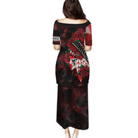 Personalised Native American Chief Skull Family Matching Puletasi Dress and Hawaiian Shirt Rose Skull - Wonder Print Shop