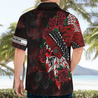 Personalised Native American Chief Skull Hawaiian Shirt Rose Skull - Wonder Print Shop