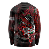 Personalised Native American Chief Skull Long Sleeve Shirt Rose Skull - Wonder Print Shop