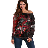 Personalised Native American Chief Skull Off Shoulder Sweater Rose Skull - Wonder Print Shop