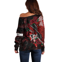 Personalised Native American Chief Skull Off Shoulder Sweater Rose Skull - Wonder Print Shop