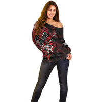 Personalised Native American Chief Skull Off Shoulder Sweater Rose Skull - Wonder Print Shop