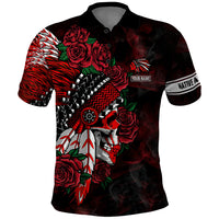 Personalised Native American Chief Skull Polo Shirt Rose Skull - Wonder Print Shop