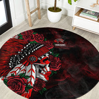 personalised-native-american-chief-skull-round-carpet-rose-skull