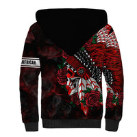 Personalised Native American Chief Skull Sherpa Hoodie Rose Skull - Wonder Print Shop