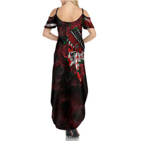 Personalised Native American Chief Skull Summer Maxi Dress Rose Skull - Wonder Print Shop