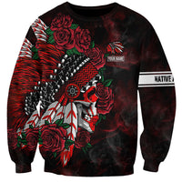 Personalised Native American Chief Skull Sweatshirt Rose Skull - Wonder Print Shop