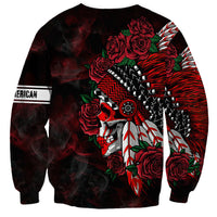 Personalised Native American Chief Skull Sweatshirt Rose Skull - Wonder Print Shop
