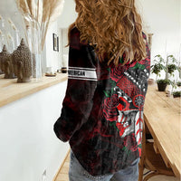 Personalised Native American Chief Skull Women Casual Shirt Rose Skull - Wonder Print Shop