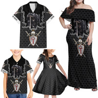 Personalised Knights Templar Warrior Skull Family Matching Off Shoulder Maxi Dress and Hawaiian Shirt - Wonder Print Shop