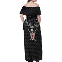 Personalised Knights Templar Warrior Skull Family Matching Off Shoulder Maxi Dress and Hawaiian Shirt - Wonder Print Shop