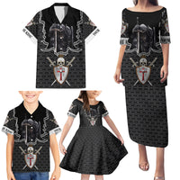 Personalised Knights Templar Warrior Skull Family Matching Puletasi Dress and Hawaiian Shirt - Wonder Print Shop