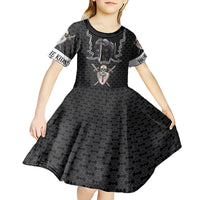 Personalised Knights Templar Warrior Skull Kid Short Sleeve Dress - Wonder Print Shop