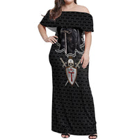 Personalised Knights Templar Warrior Skull Off Shoulder Maxi Dress - Wonder Print Shop