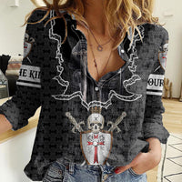 Personalised Knights Templar Warrior Skull Women Casual Shirt - Wonder Print Shop